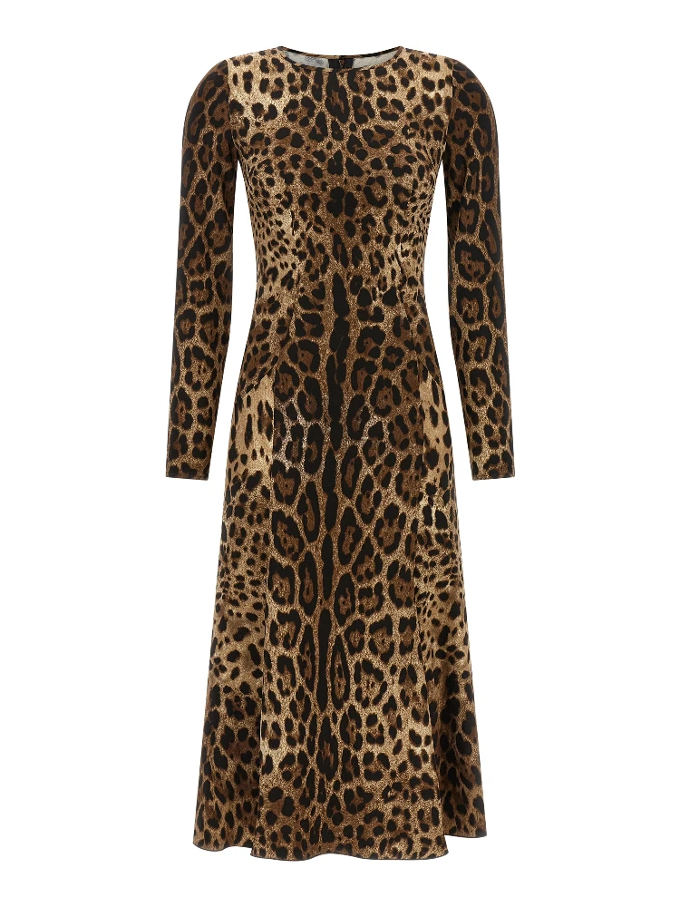 Brown Viscose Midi Dress