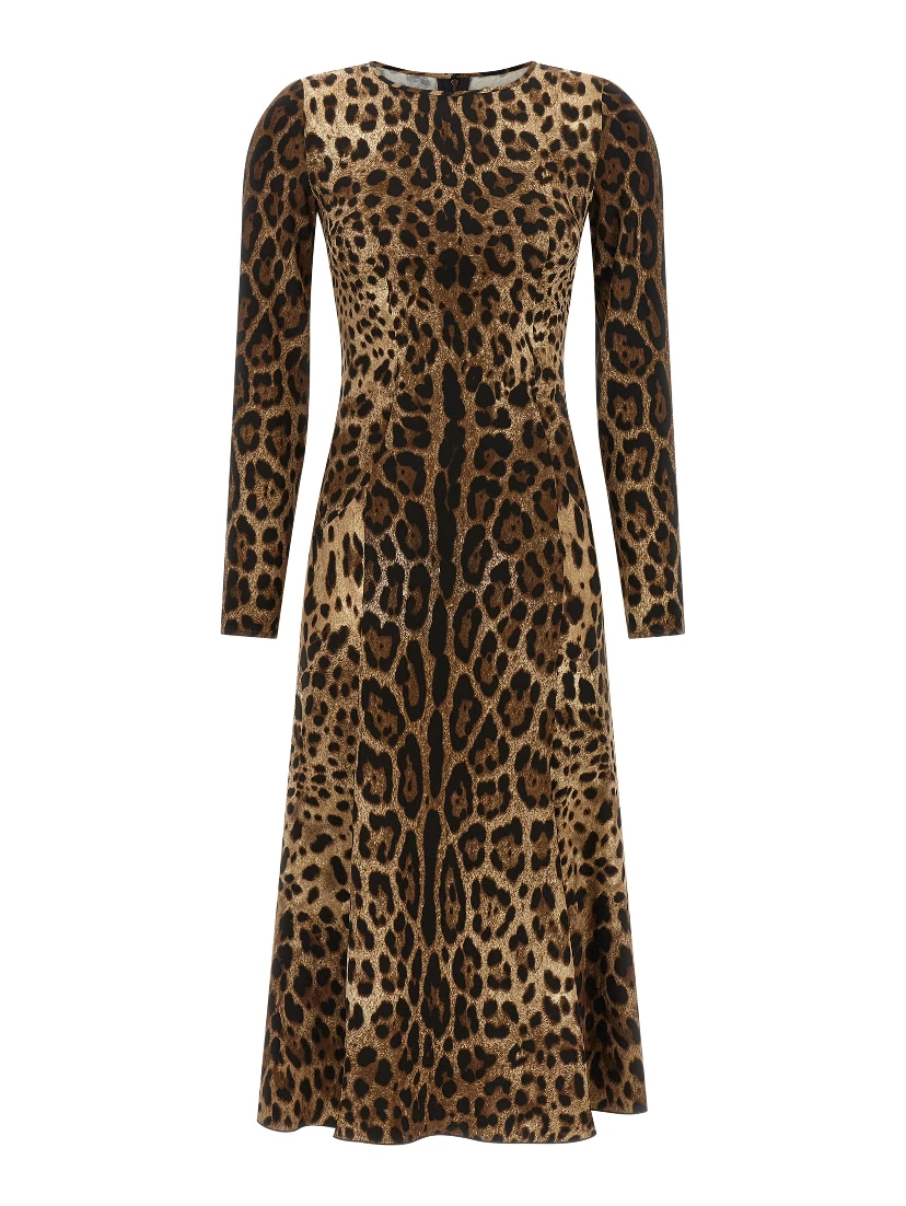 Brown Viscose Midi Dress