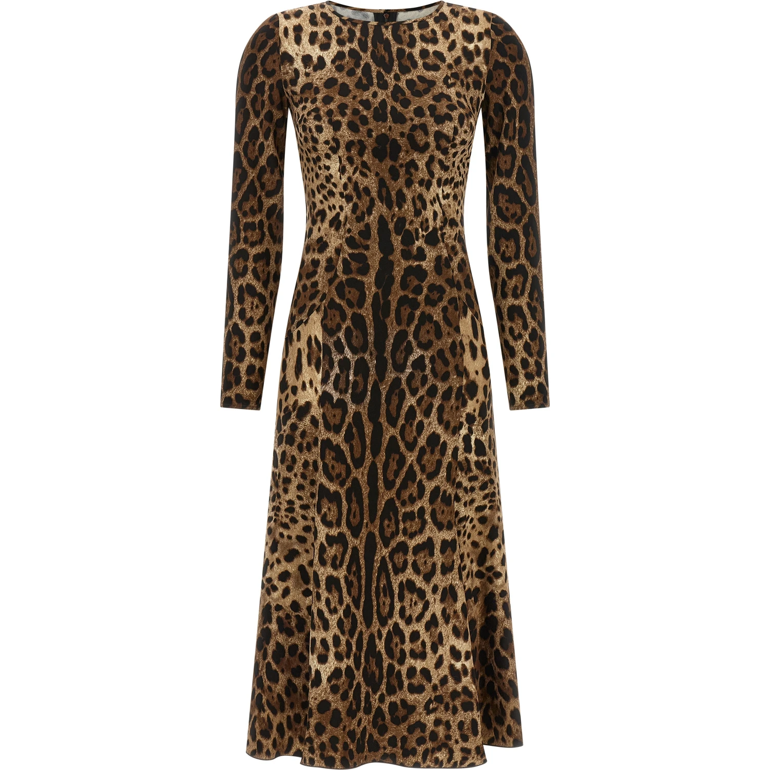 Brown Viscose Midi Dress