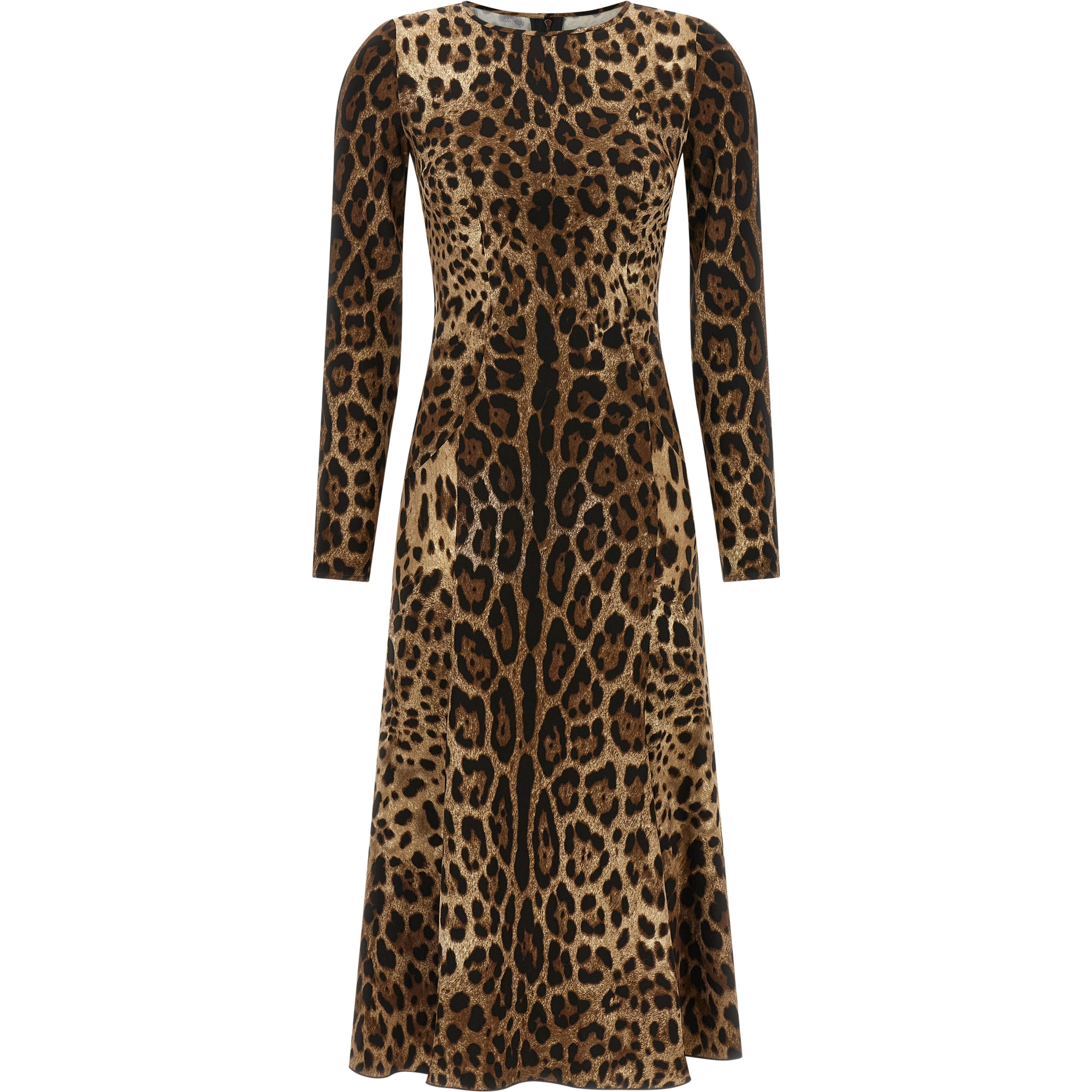 Brown Viscose Midi Dress