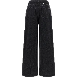 Black Cotton Flared Jeans