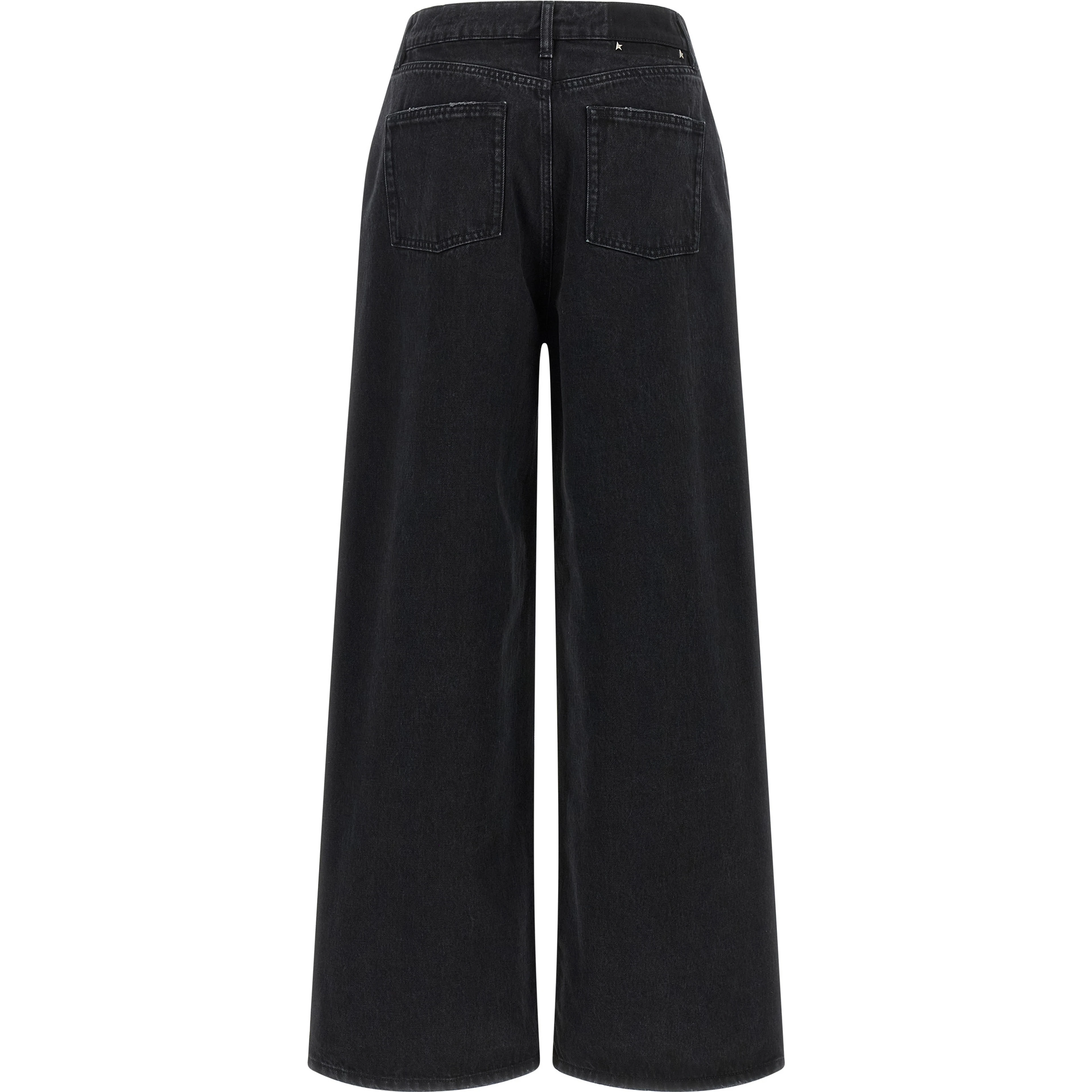 Black Cotton Flared Jeans