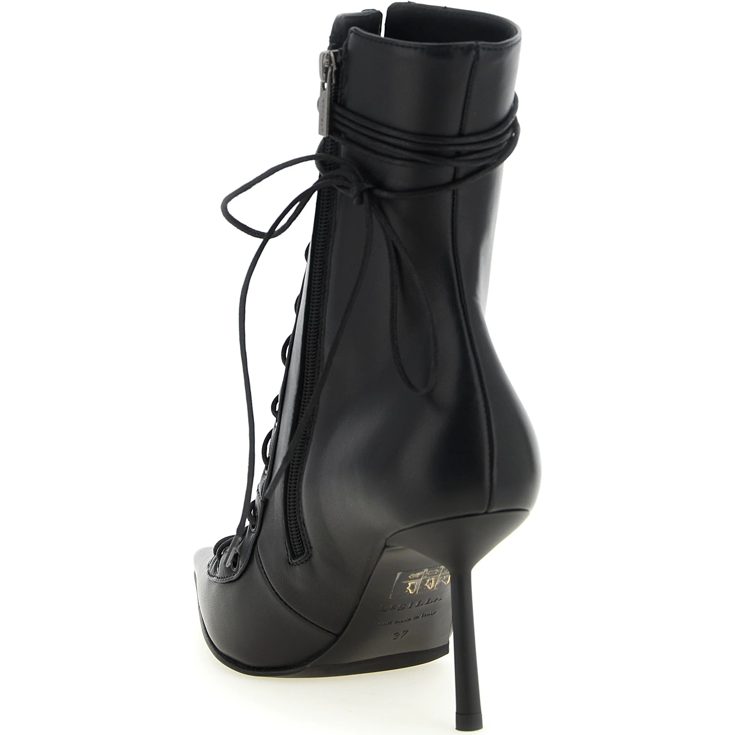 Black Lamb Leather Ankle Boots