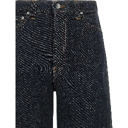 Blue Cotton Flared Jeans