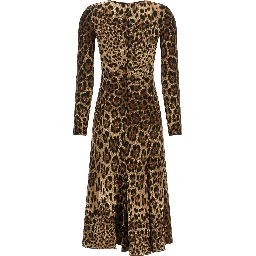 Brown Viscose Midi Dress