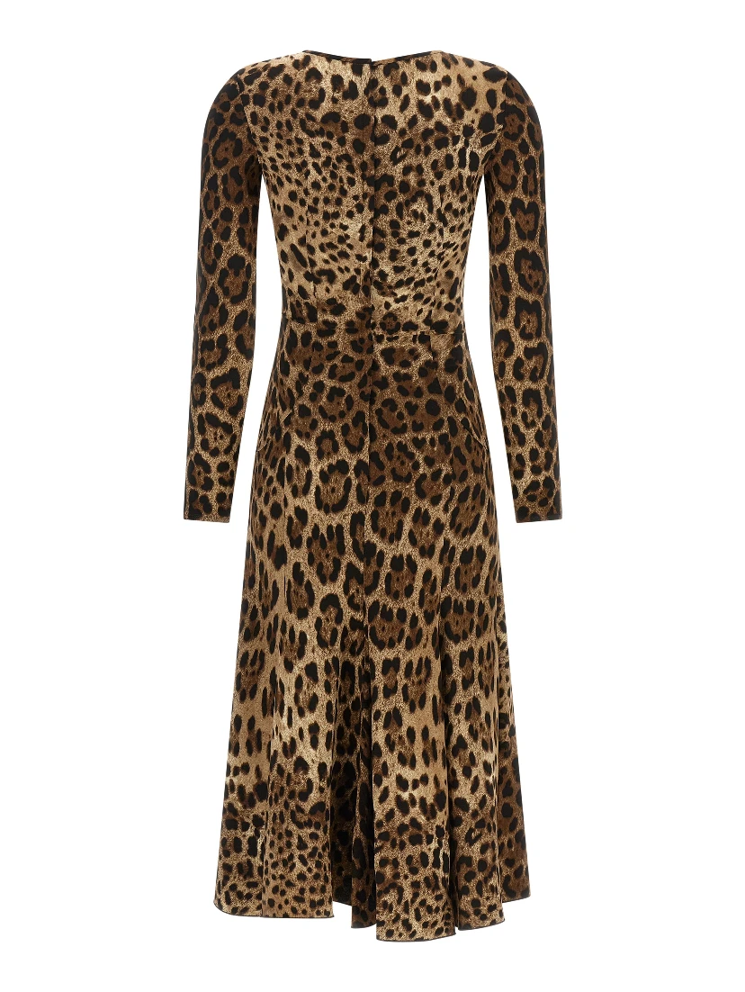 Brown Viscose Midi Dress