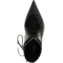 Black Lamb Leather Ankle Boots