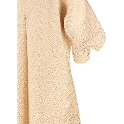 Beige Polyester Midi Dress