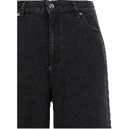 Black Cotton Flared Jeans