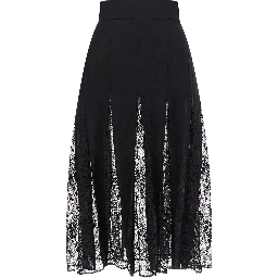 Black Silk Midi Skirt
