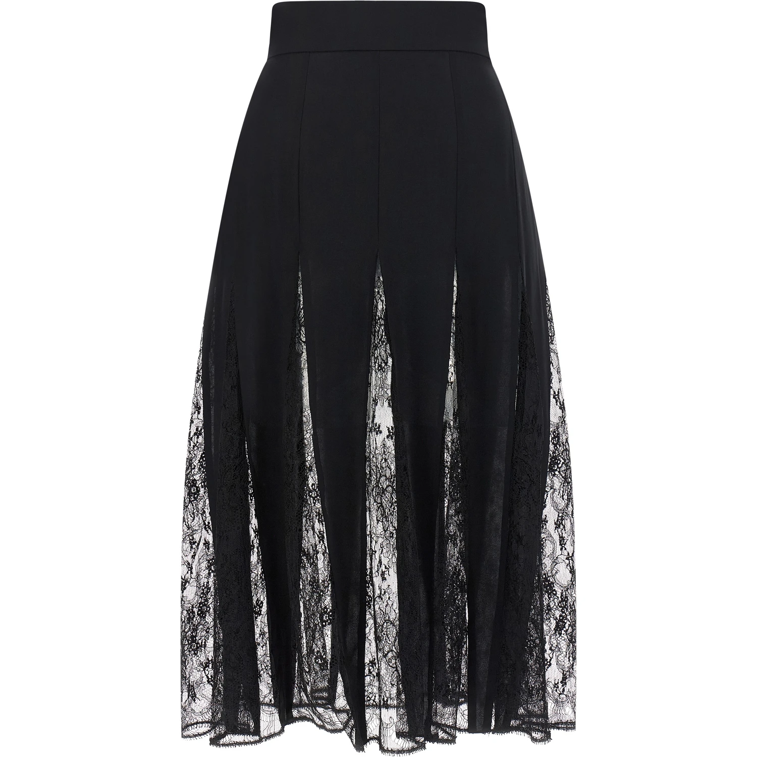 Black Silk Midi Skirt