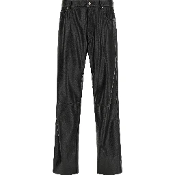 Black Polyester Casual Pants
