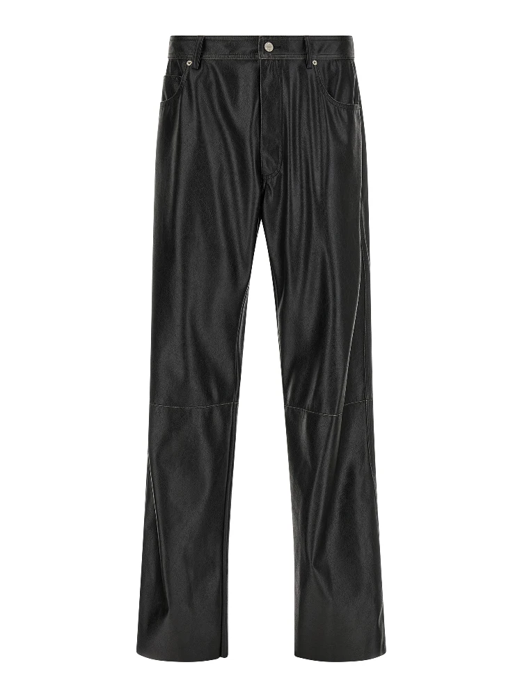 Black Polyester Casual Pants