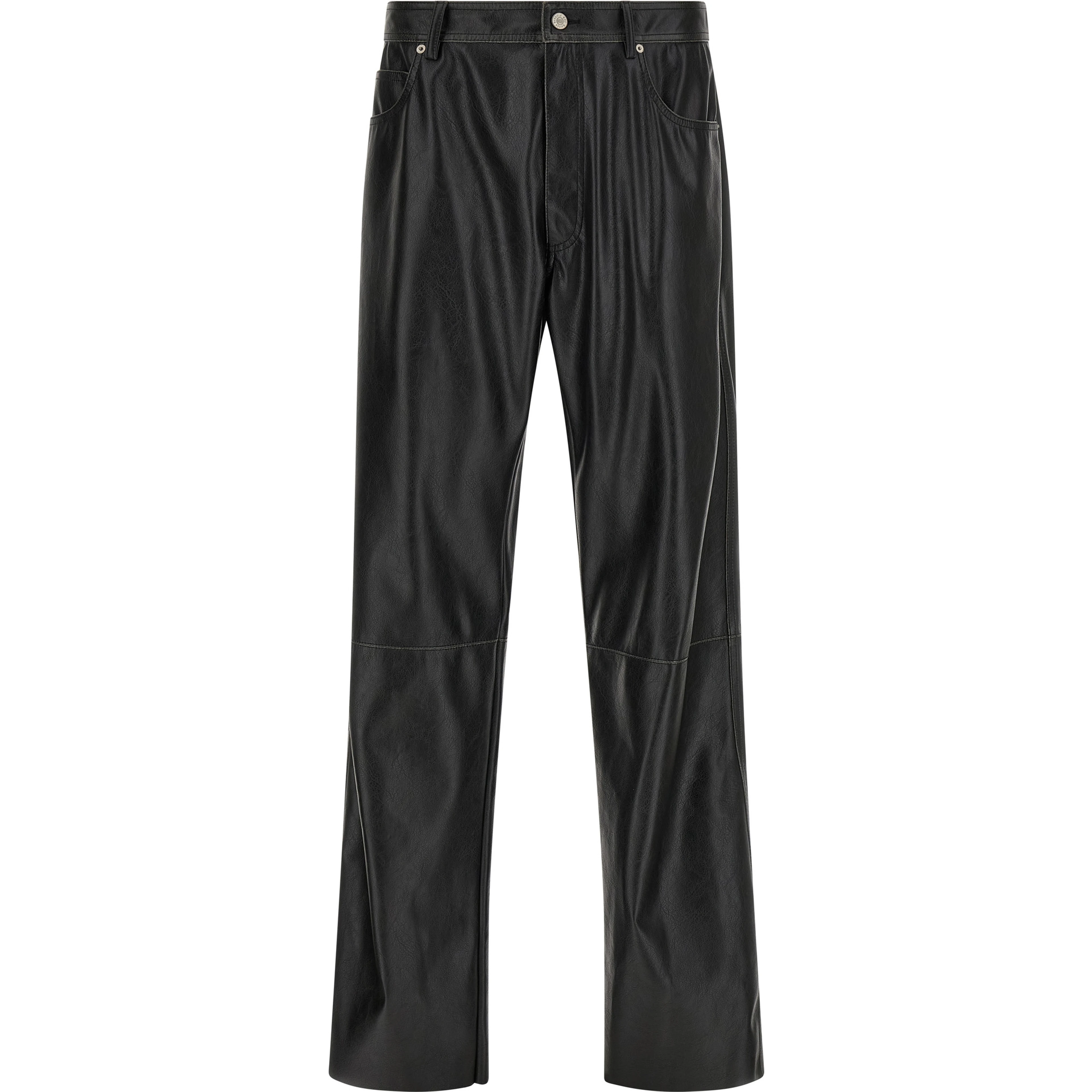 Black Polyester Casual Pants