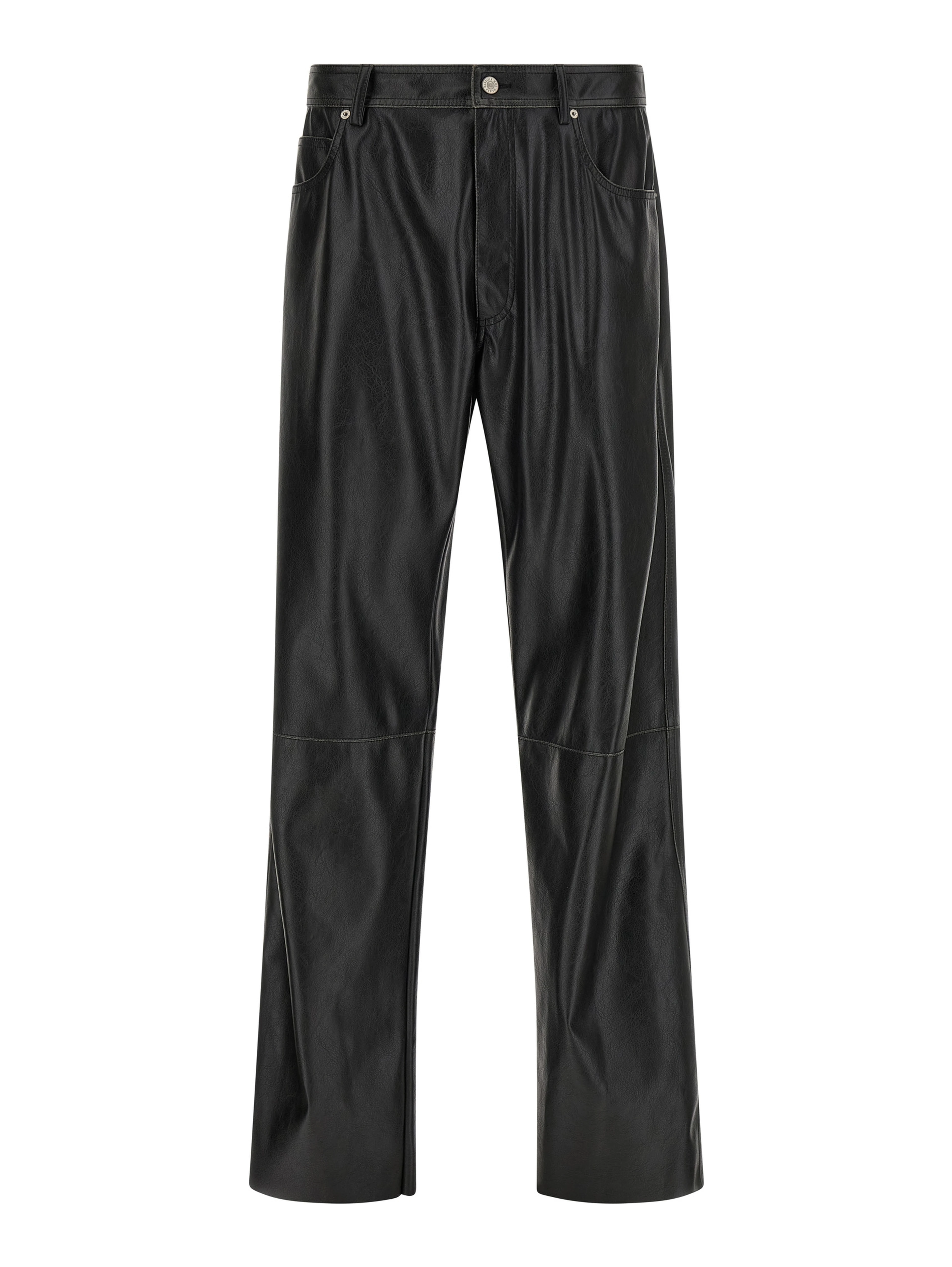 Black Polyester Casual Pants