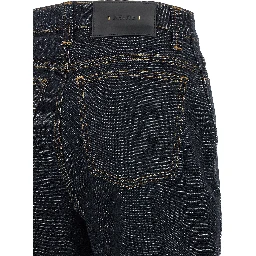 Blue Cotton Flared Jeans