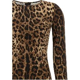 Brown Viscose Midi Dress