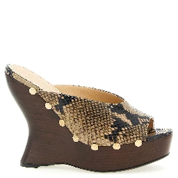 Brown Calfskin Wedge Sandals