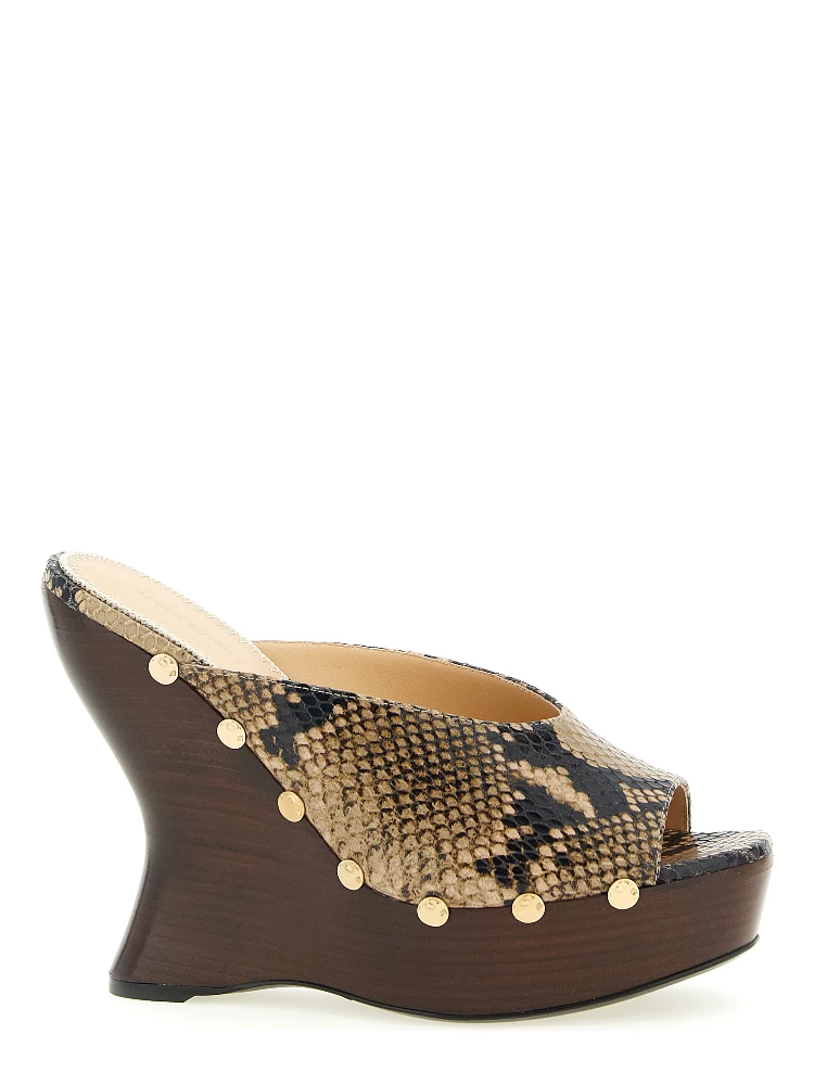 Brown Calfskin Wedge Sandals