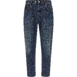 Blue Cotton Tapered Jeans