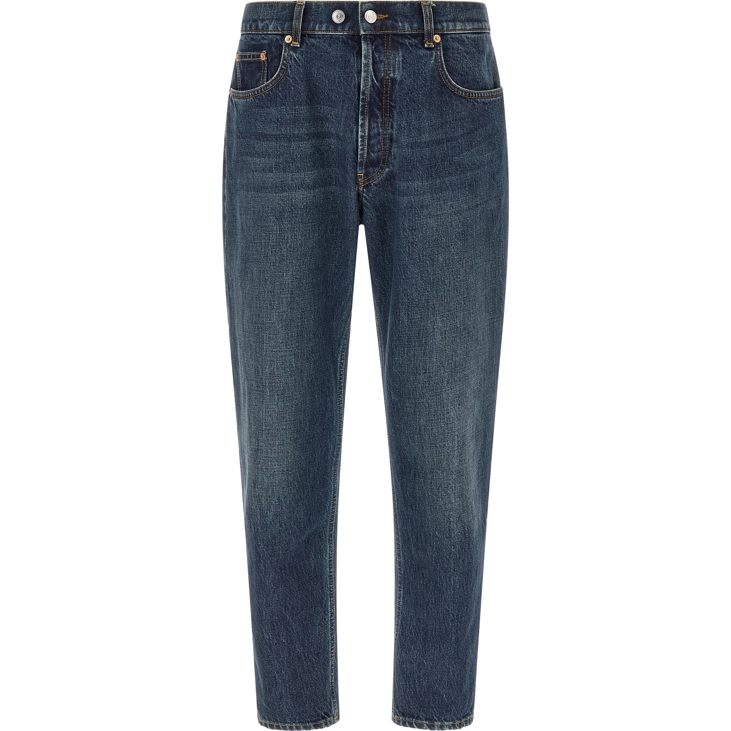 Blue Cotton Tapered Jeans