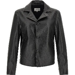 Black Polyester Leather Jacket