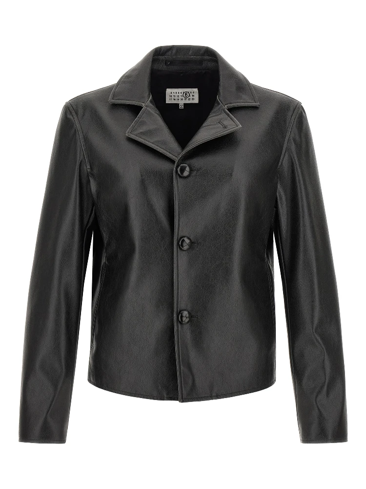 Black Polyester Leather Jacket