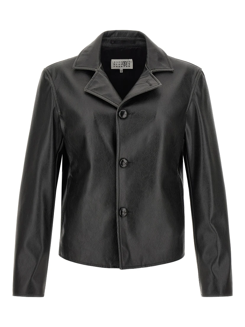 Black Polyester Leather Jacket