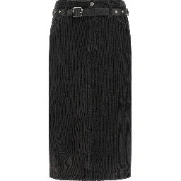 Black Cotton Midi Skirt