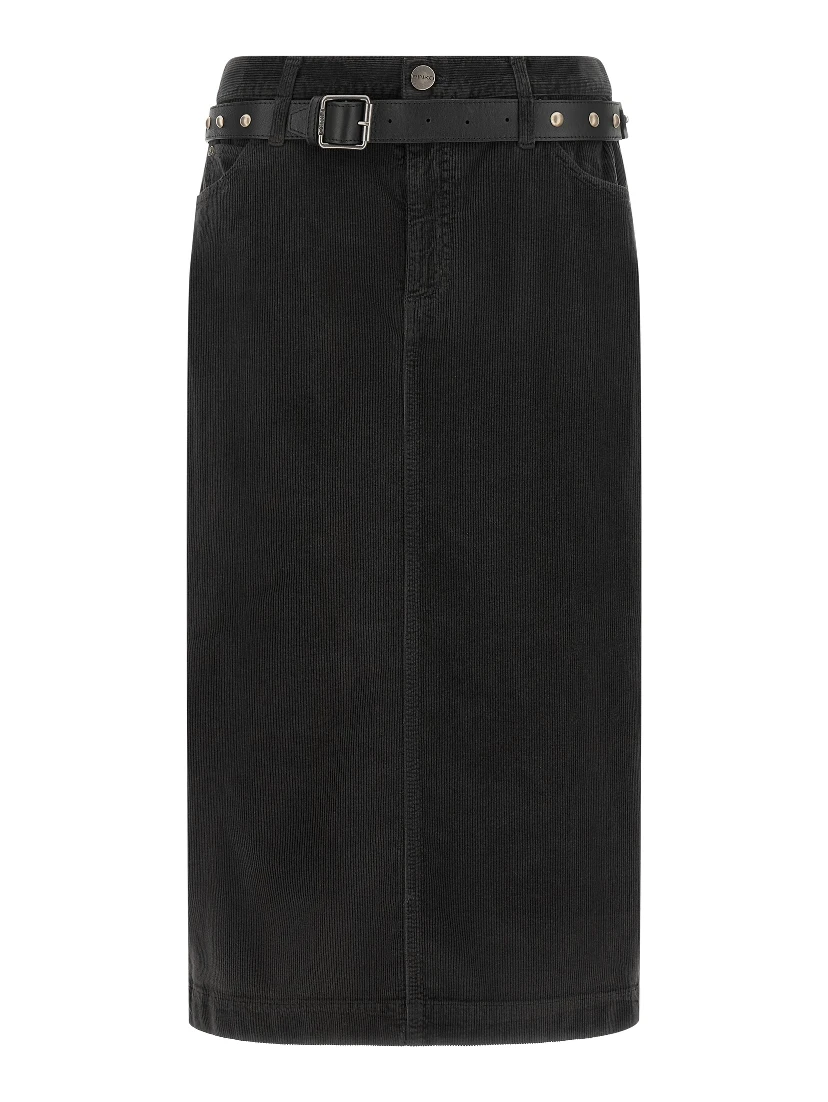 Black Cotton Midi Skirt