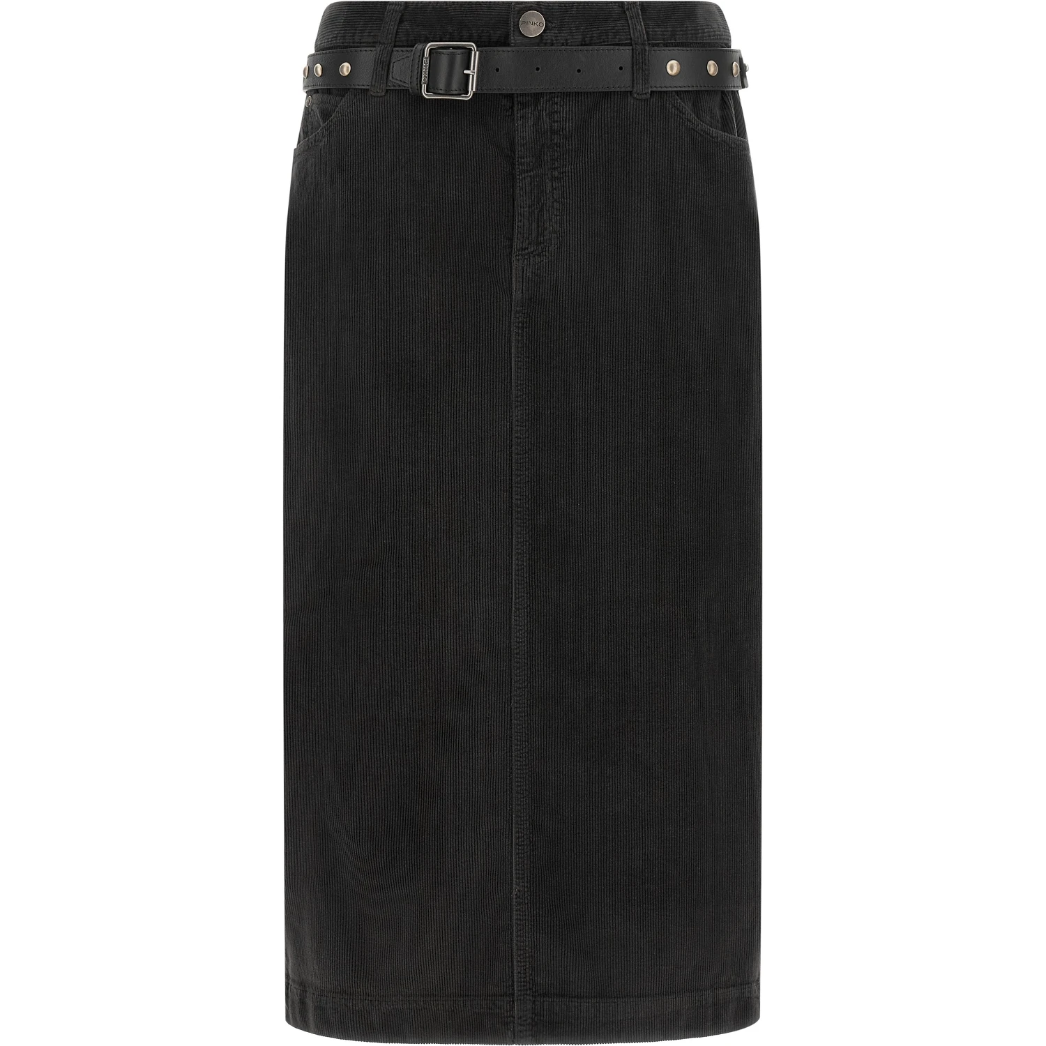 Black Cotton Midi Skirt