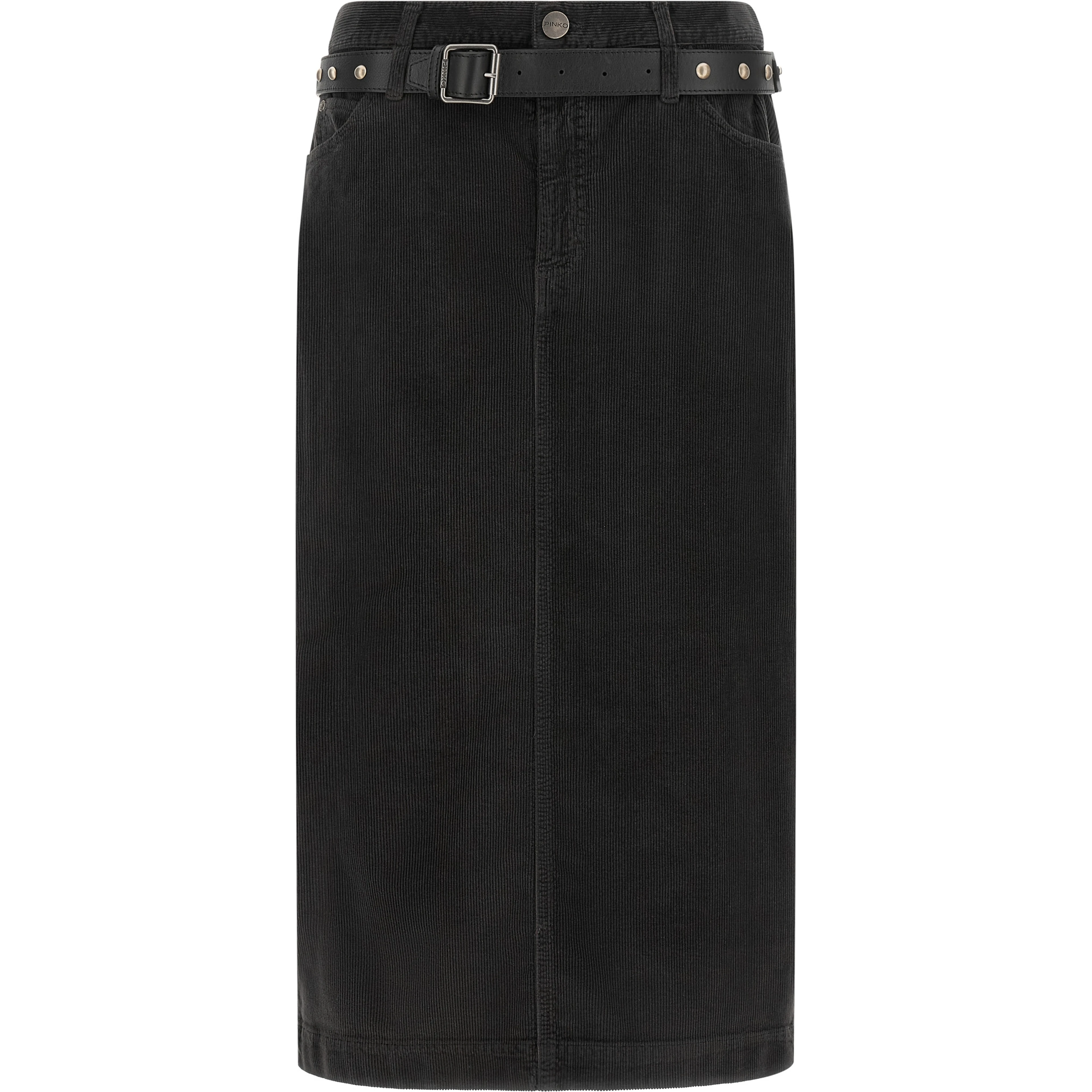 Black Cotton Midi Skirt