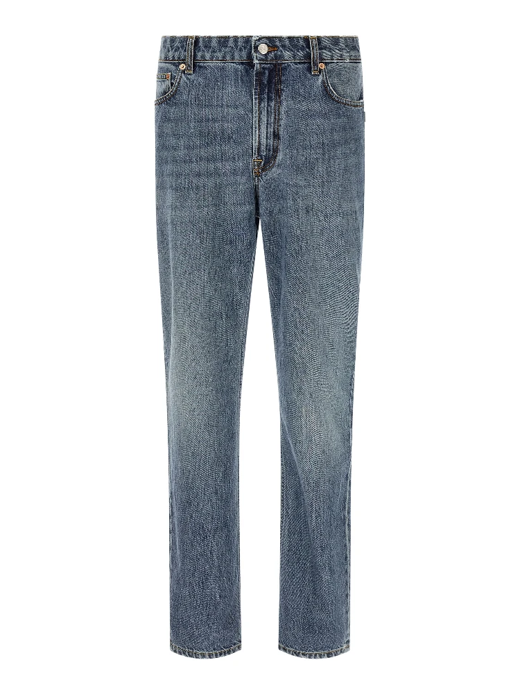 Blue Cotton Relaxed Fit Jeans