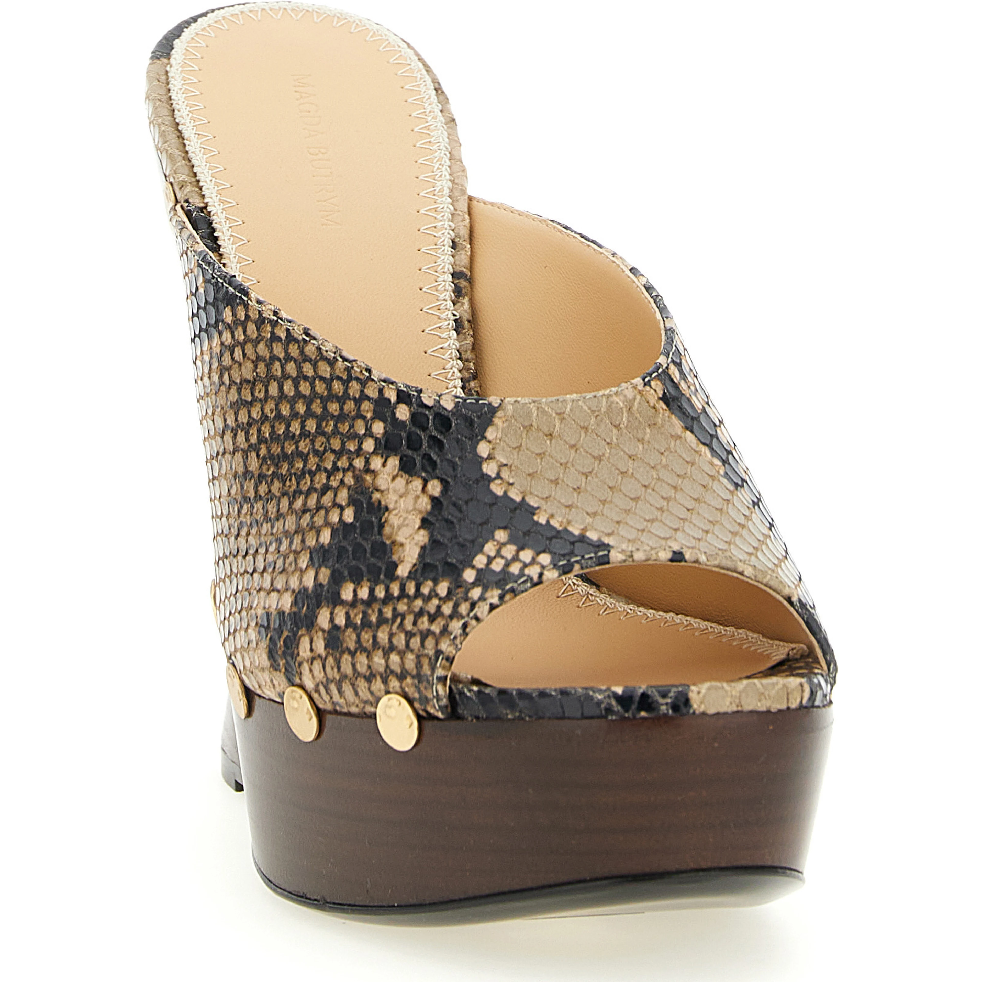 Brown Calfskin Wedge Sandals