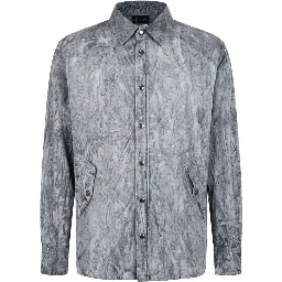 Grey Viscose Men Shirt