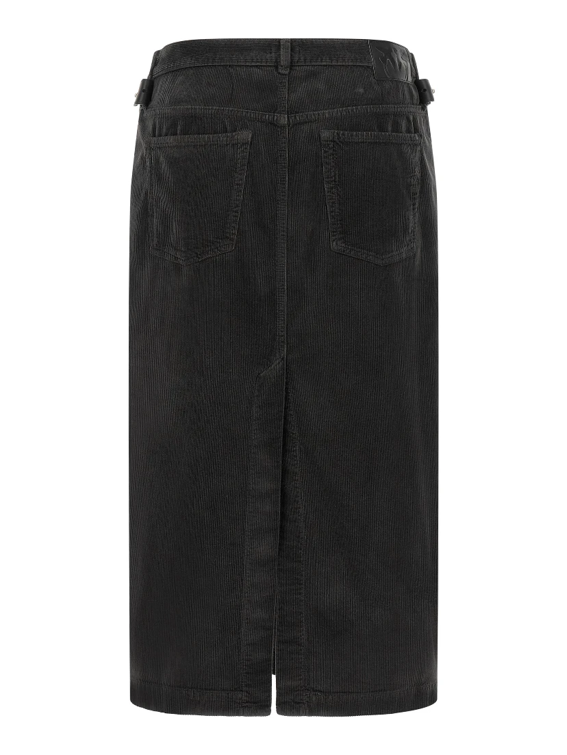 Black Cotton Midi Skirt