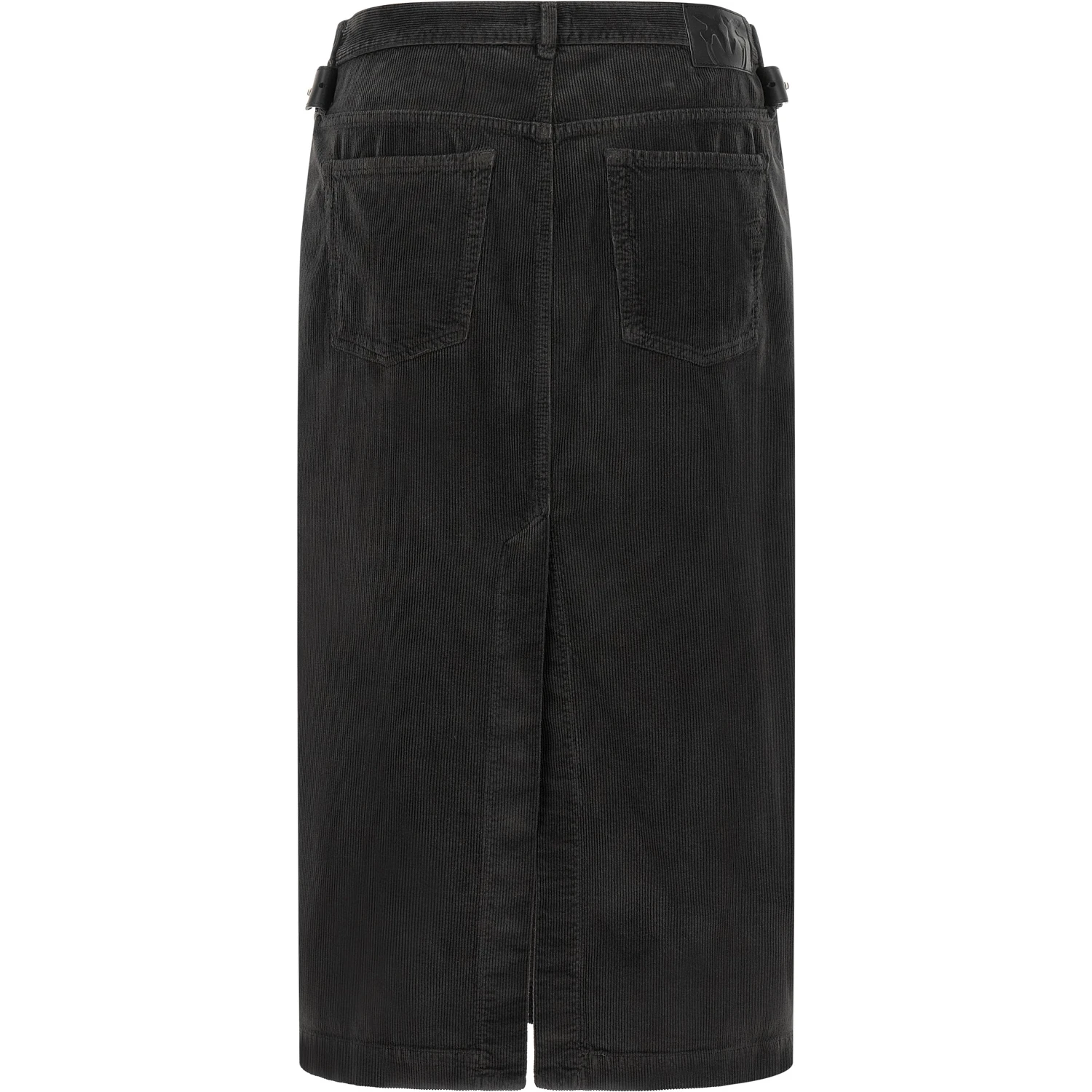 Black Cotton Midi Skirt
