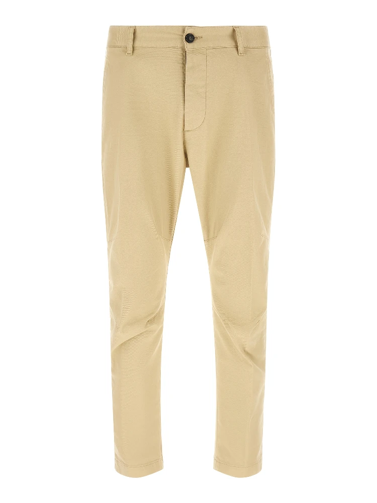 Beige Cotton Cargo Pants