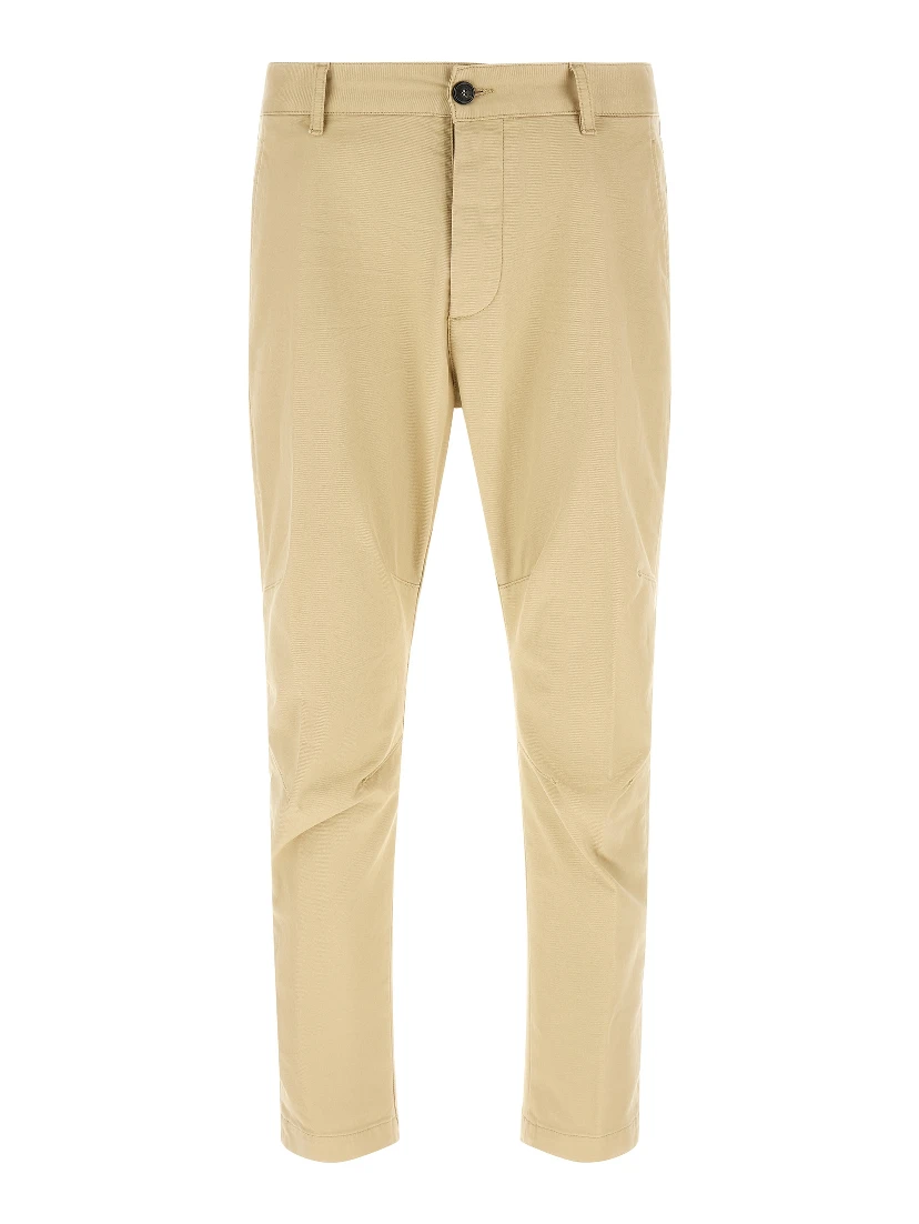 Beige Cotton Cargo Pants