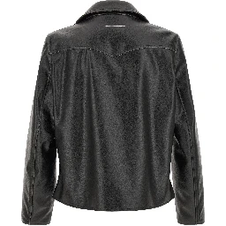 Black Polyester Leather Jacket