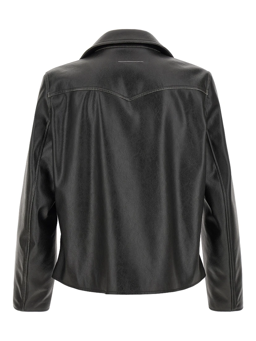 Black Polyester Leather Jacket