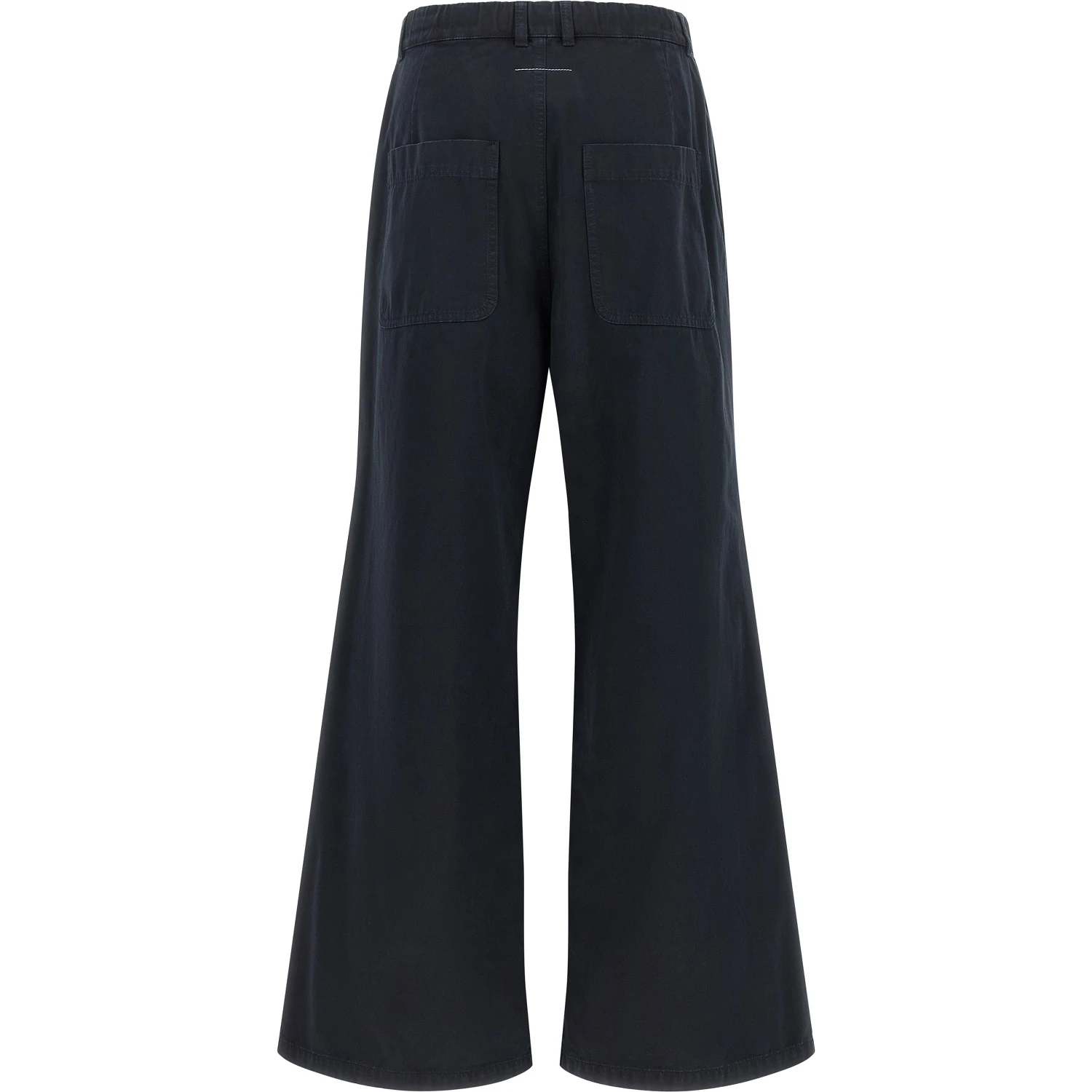 Blue Cotton Casual Pants