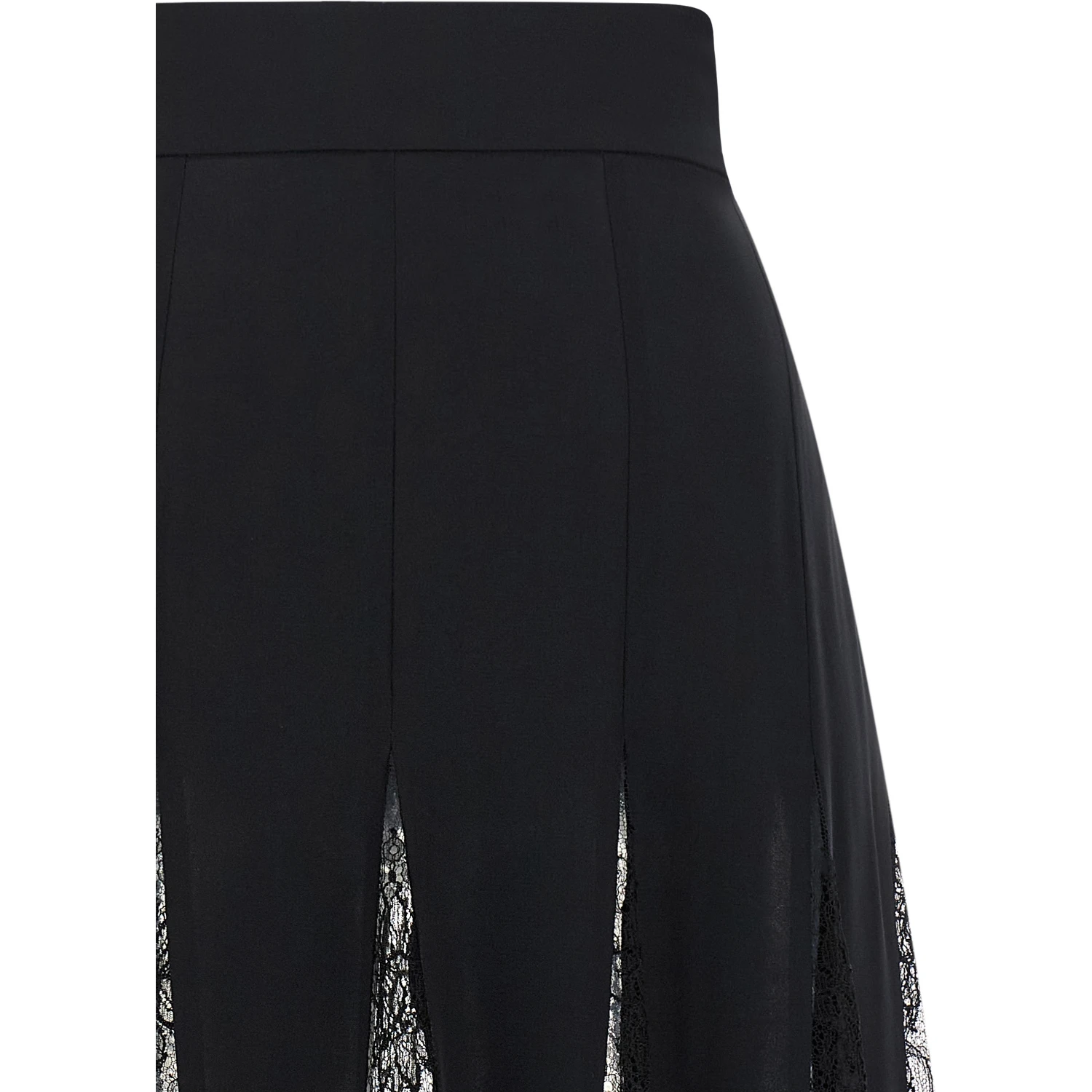Black Silk Midi Skirt