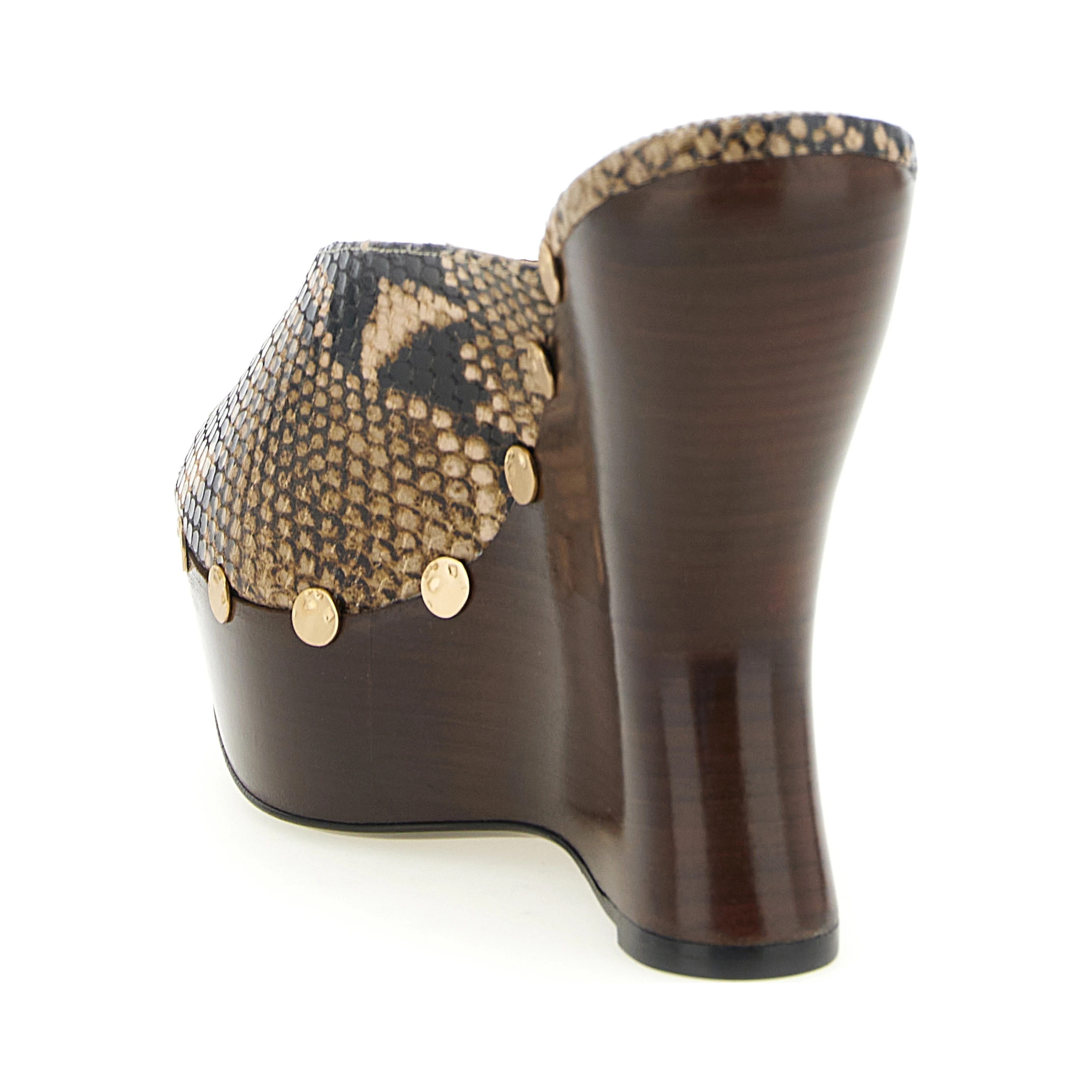 Brown Calfskin Wedge Sandals