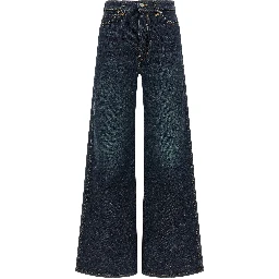 Blue Cotton Flared Jeans