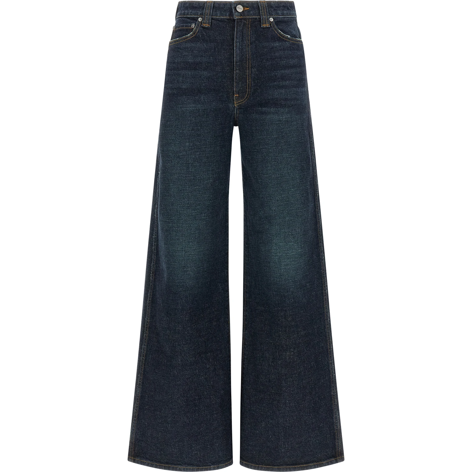 Blue Cotton Flared Jeans