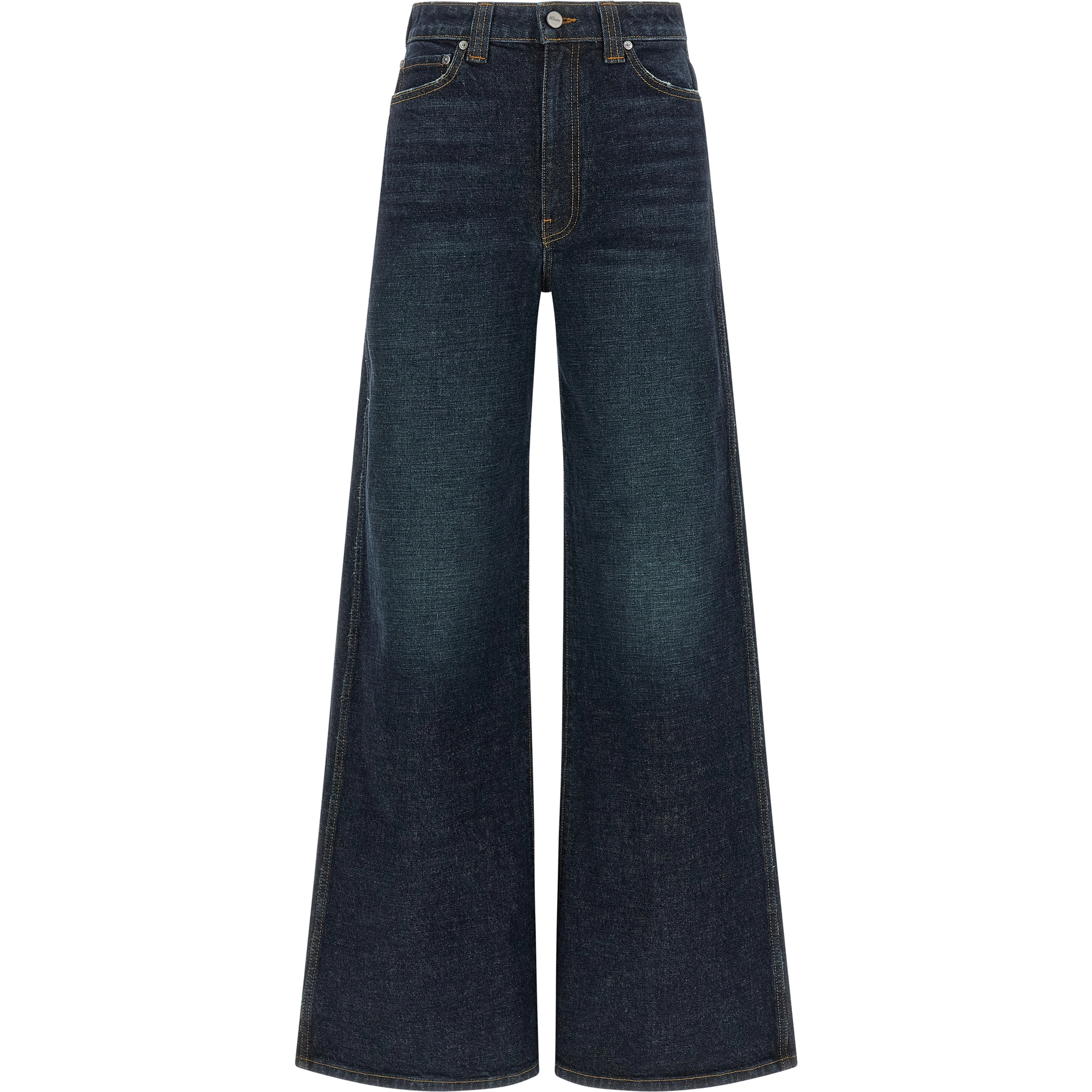Blue Cotton Flared Jeans