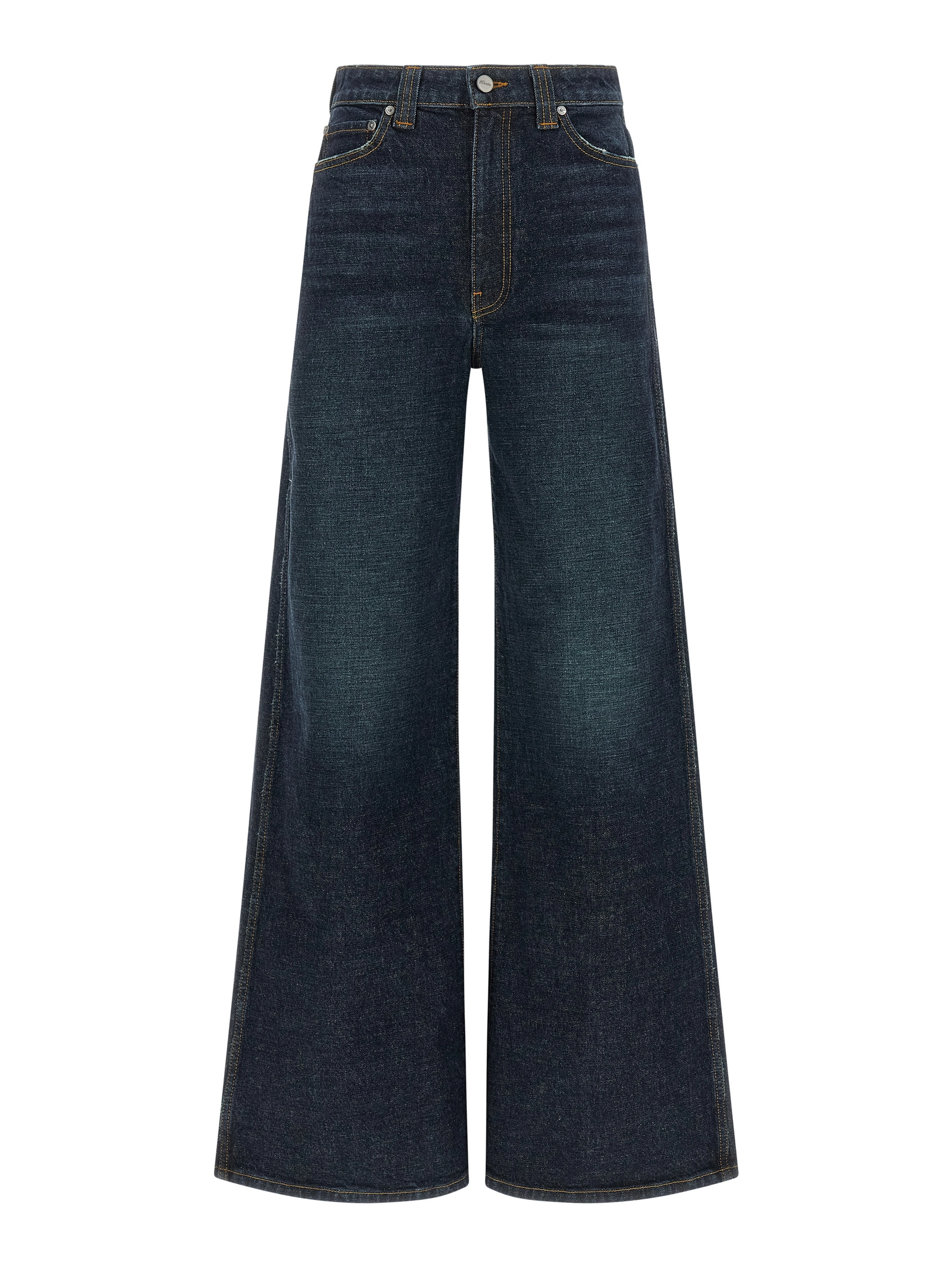 Blue Cotton Flared Jeans
