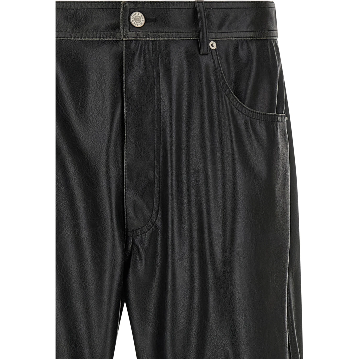 Black Polyester Casual Pants