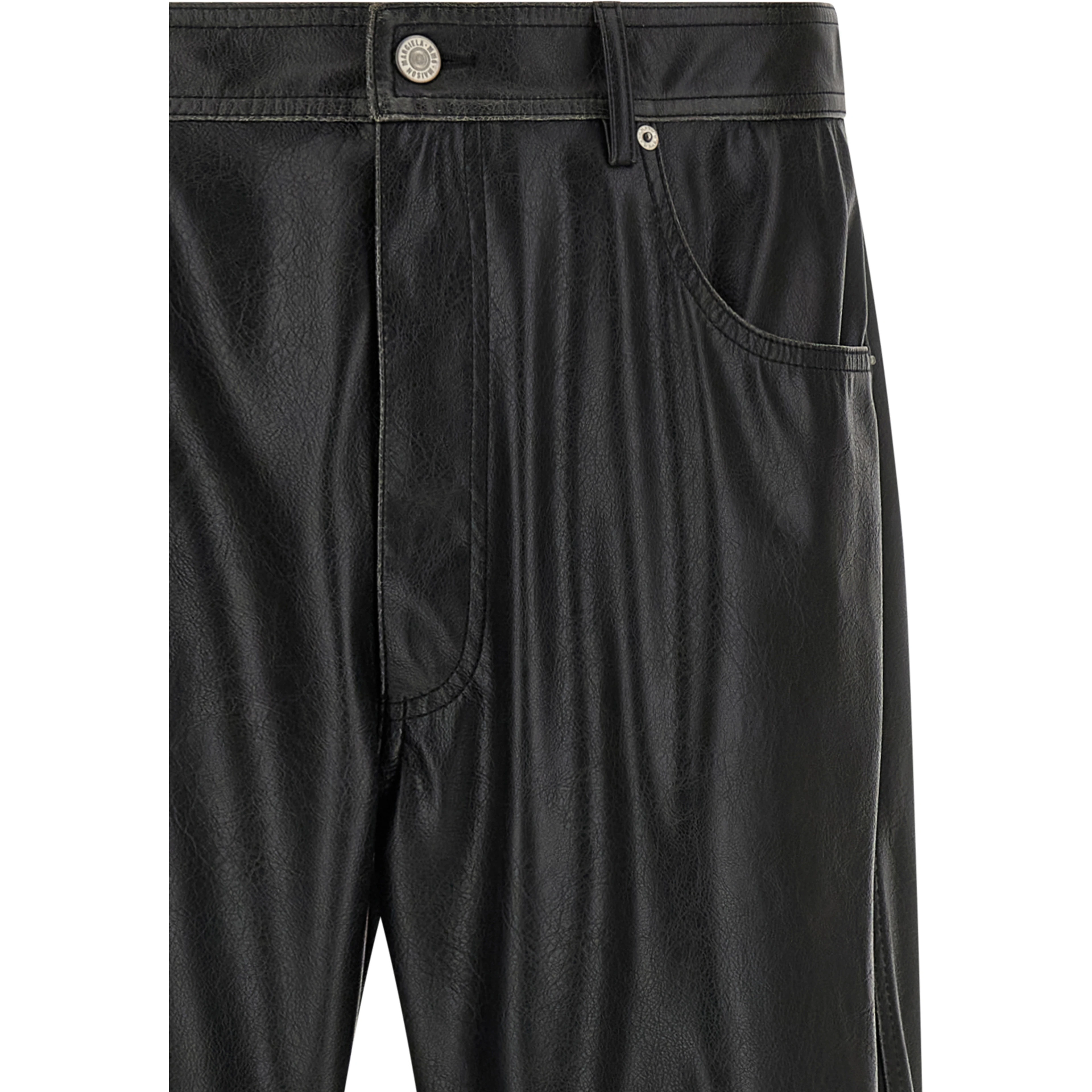 Black Polyester Casual Pants